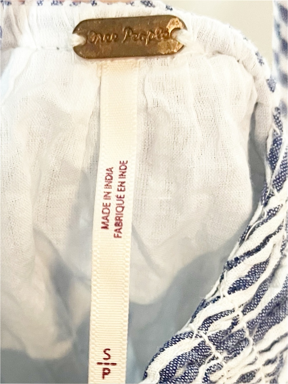 Free People Juno Maxi Dress Blue White Stripe Smocked Open Back Size Small boho - Picture 11 of 11